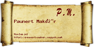 Paunert Makár névjegykártya